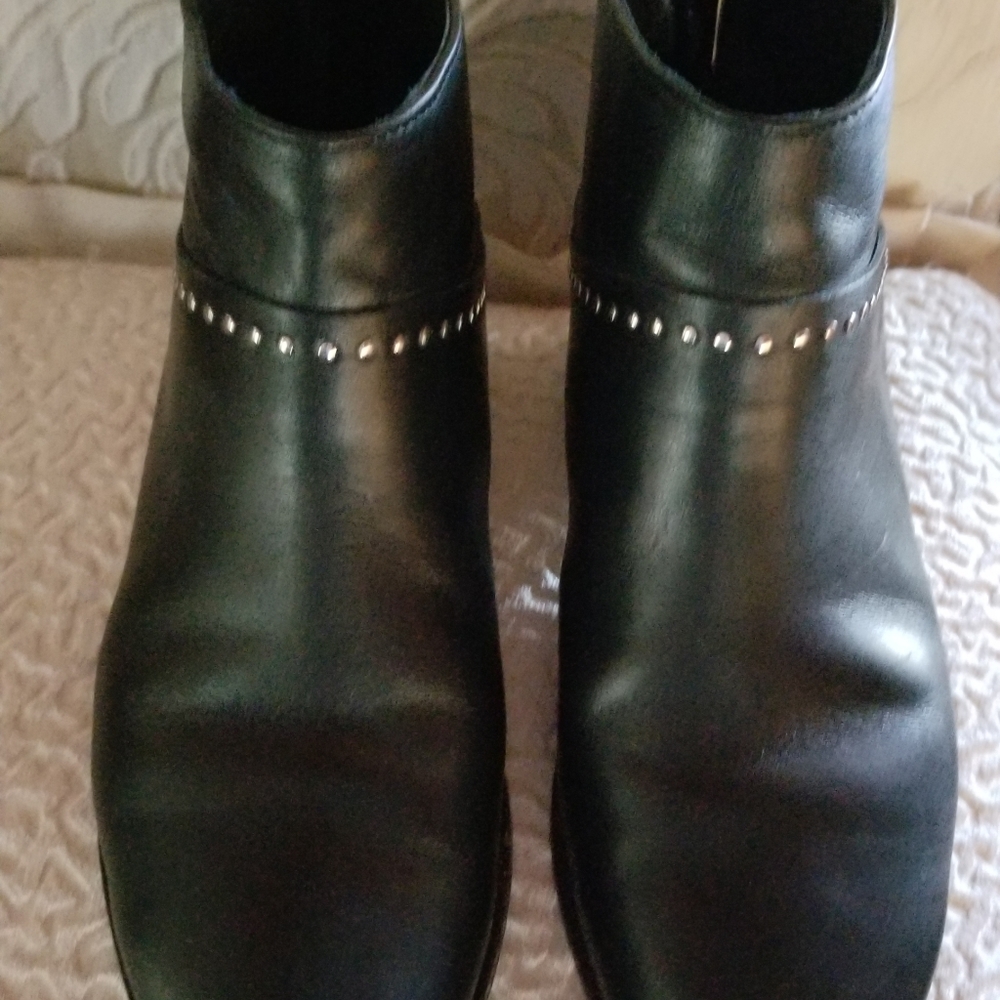 Thursday Boot Company Black Leather Booties with Studs